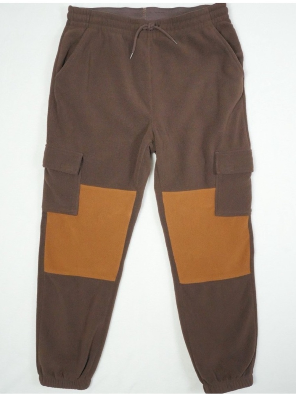Monet Skateboards Brown Fleece Cargo Joggers Knee Patches L
